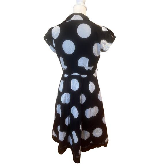ROBBIE BEE PINUP MIDI BUTTON UP  POLKA DOT DRESS WOMENS SIZE 8 - Picture 4 of 7